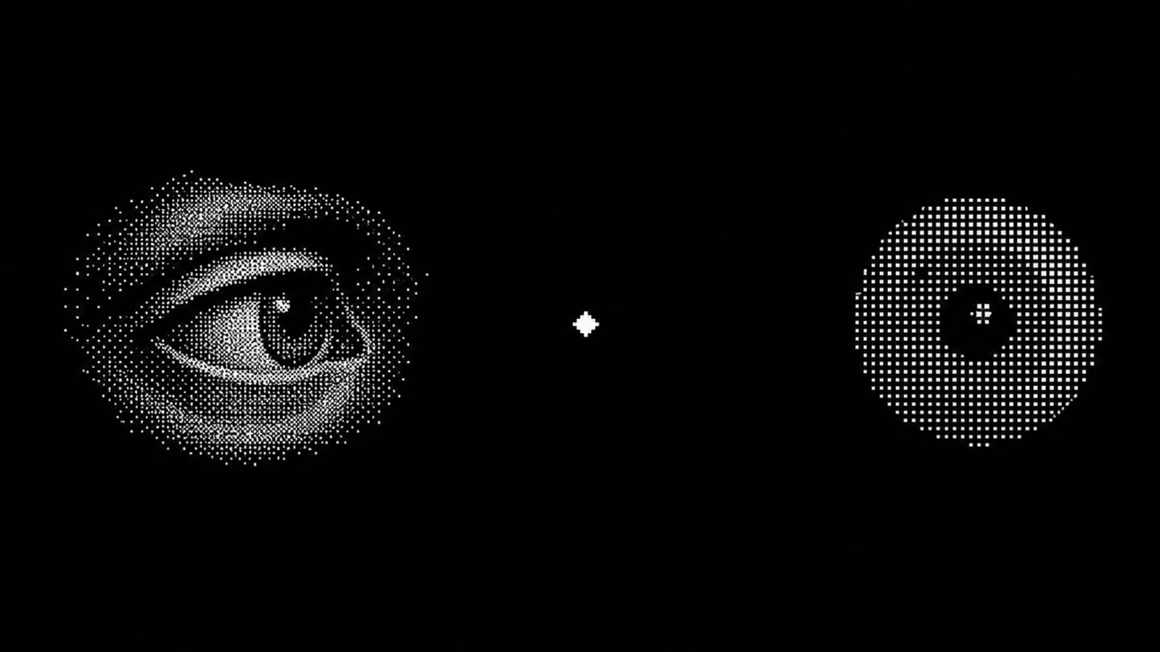 A human eye and machine sensor focus on the same point