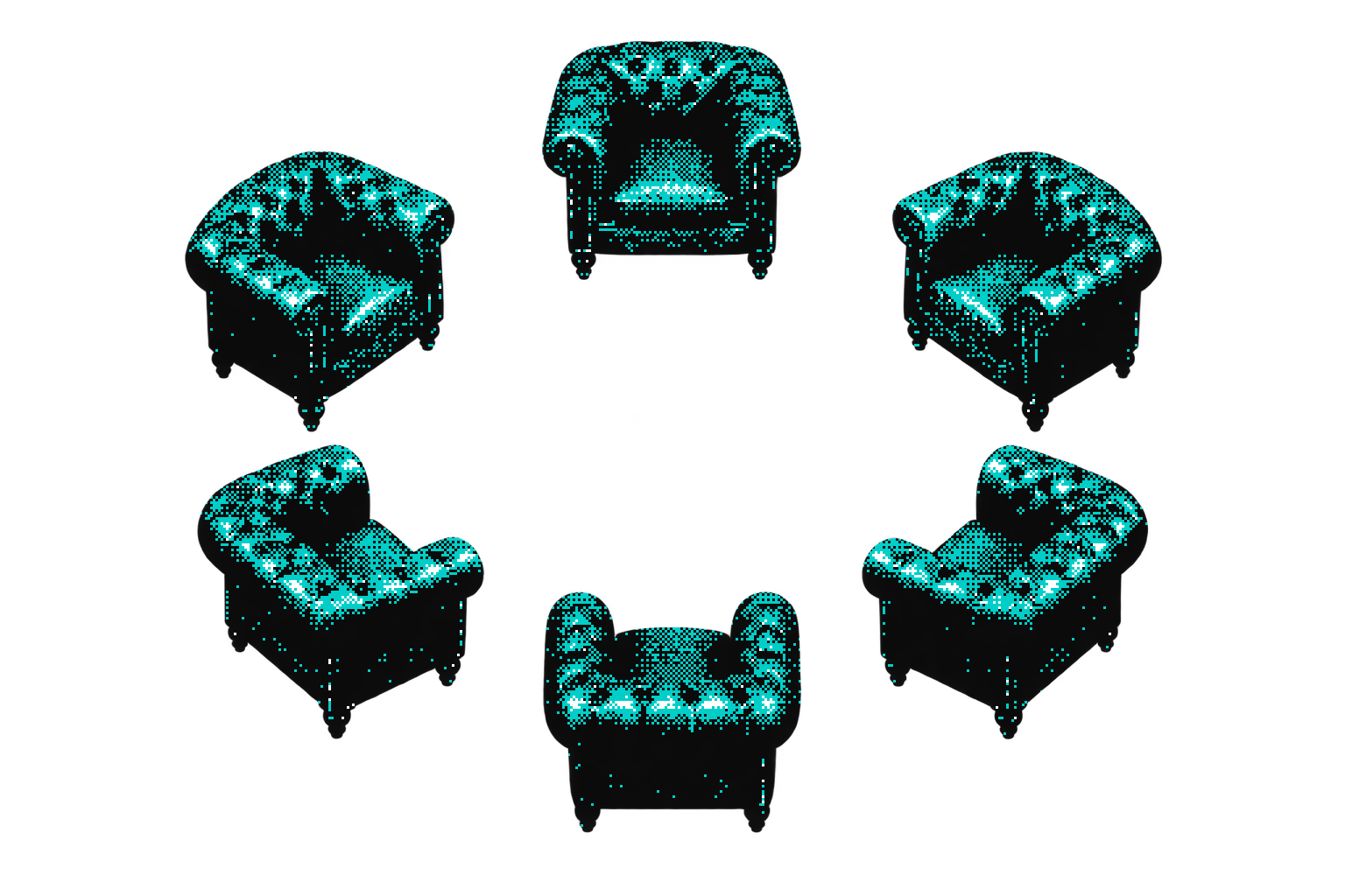 Six armchairs arranged in a circle for a peer conversation